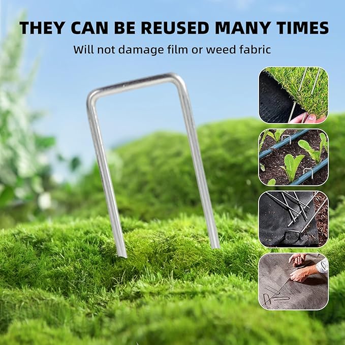 100 Pack Sturdy Garden Landscape Staples, 6 Inch Galvanized Steel Sod Pins Anti-Rust Stakes for Weed Barrier, Christmas Decorations and Landscaping Fabric.-VerdiqueGarden