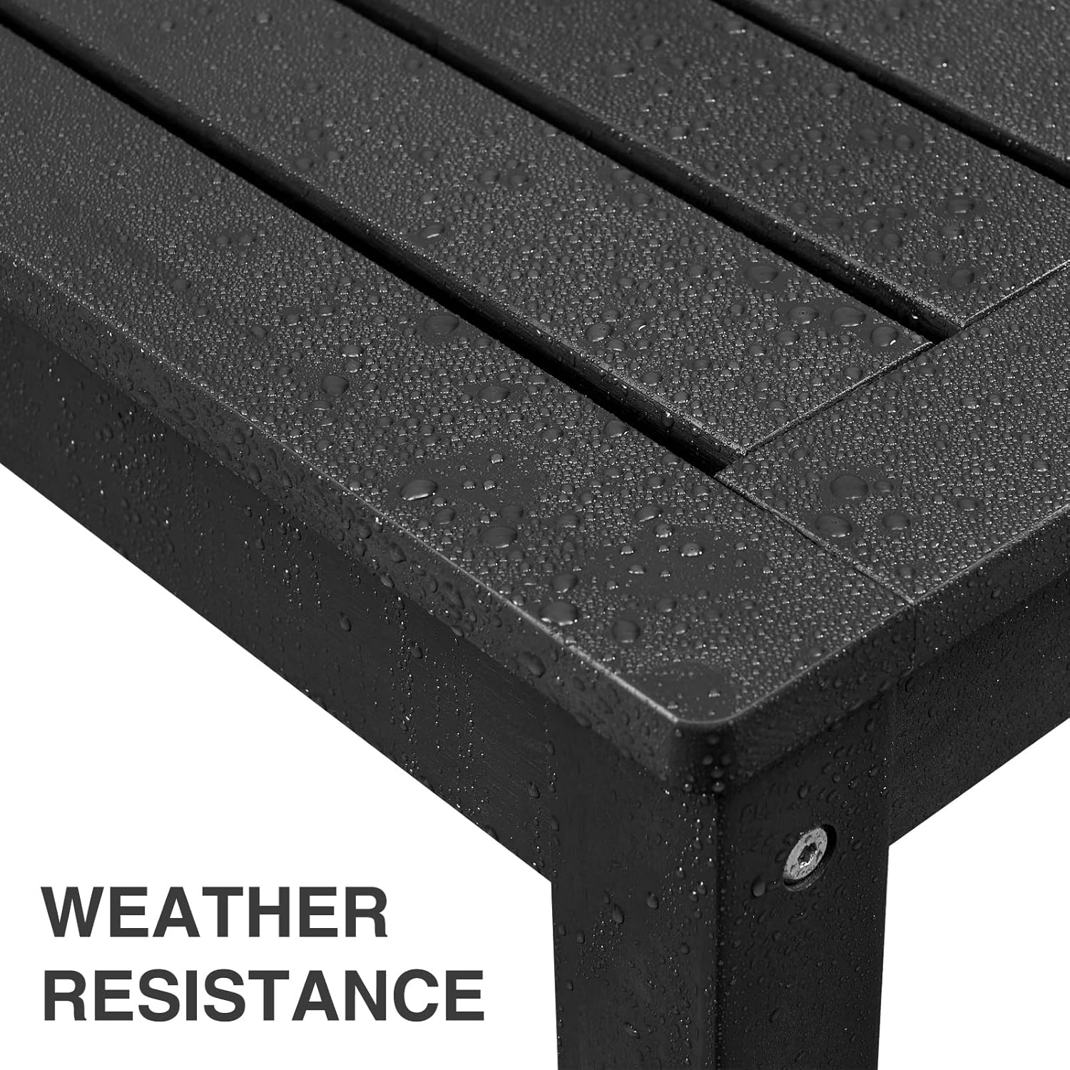 Psilvam Knight Bench, Two Person Outdoor Poly Lumber Patio Backless Bench, Weatherproof Garden Bench That Never Rot and Fade, Suit for Garden, Porch and Park (Black)-VerdiqueGarden