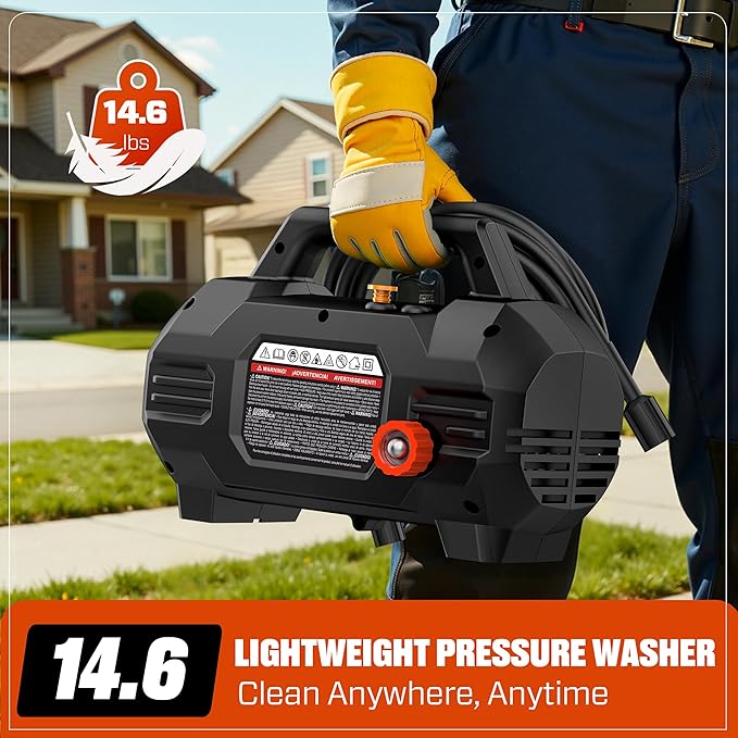 SENIX 13 Amp Electric Pressure Washer - 2100 PSI MAX, 1.2 GPM, Compact with Foam Cannon, Spray Gun, 20-ft Hose, Turbo Nozzle, and 15° Spray Nozzles - Perfect for Cars and Driveways-VerdiqueGarden