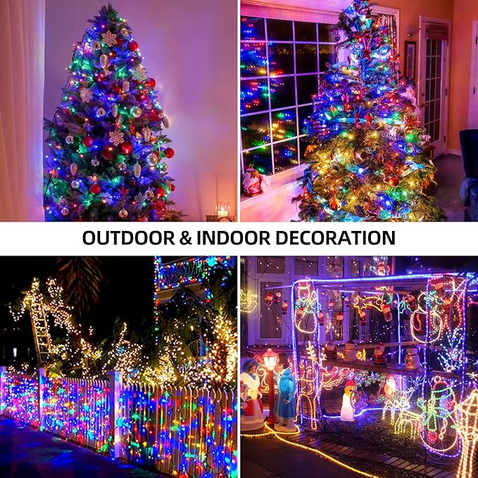 1000 LED 328ft 8 Modes with Timer Christmas String Lights IP55 Outdoor Waterproof UL Certificated Indoor Fairy Lights Garden Patio Wedding Christma Trees Parties Decoration Multicolor-VerdiqueGarden