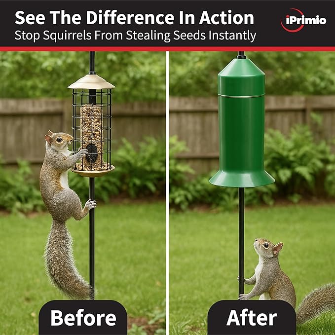 iPrimio 18" Squirrel Baffle – Easy Install Wrap Around Design: Durable Weather-Resistant Bird Feeder Baffle for Poles, Protects Hanging Feeders, No-Tool Setup, 2 Pack-VerdiqueGarden