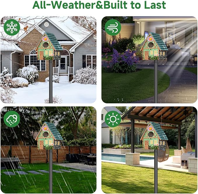 Smart Bird Feeder Pole-Heavy Duty Adjustable 3-6.6ft Universal Birdhouse Stand Mount for Backyard&Outdoor Bird Houses/Cameras (80'Pole)-VerdiqueGarden