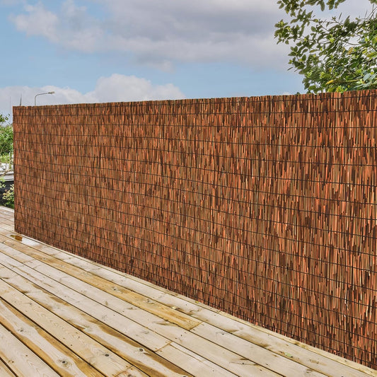 Brown 2 Pack 3.3FT X 16.4FT Reed Fencing Roll, Balcony Privacy Shade Reed Bamboo Fencing Garden Fence Border, Wind Block Sunshade Fence Screen for Outdoor Yard Patio Flower Bed Edge-VerdiqueGarden