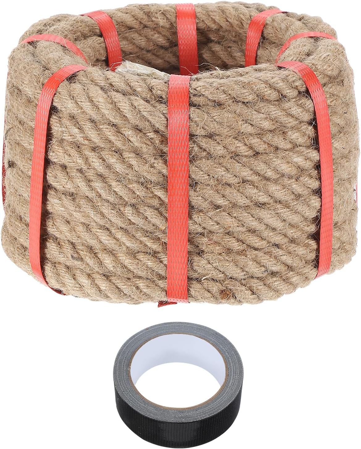 MECCANIXITY Jute Rope 0.7 Inch x 44ft, Thick Twine Rope Ropes Braided Jute Twine Natural Brown Burlap Cord String Heavy Twisted with Tape for Decorative Crafts Railing Swing Tug of War-VerdiqueGarden