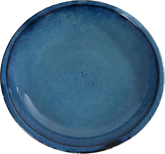 Sunnydaze Ceramic Bird Bath for Outside - 16" H - UV- and Frost-Resistant - Pedestal Bird Bath - Blue Glazed Bowl - White Lava Finish-VerdiqueGarden