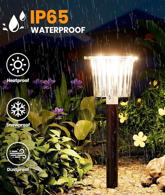 Super Bright Solar Pathway Lights Outdoor Powered,Adjustable Warm&Cool White,Waterproof IP65 Garden Decor Landscape Lighting Outside for Yard/Patio/Walkway/Driveway/Landscape (Cocoa Brown, 5 Pack)-VerdiqueGarden