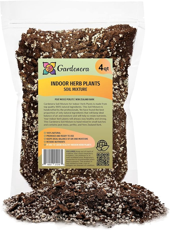 Soil Mixture for Indoor Herb Planters - Specially Blended Soil Mixture for Planting and Growing Indoor Kitchen Herbs Indoors, Indoor Herb Garden, Herb Growing Soil Mixture - 4 Quart Bag-VerdiqueGarden