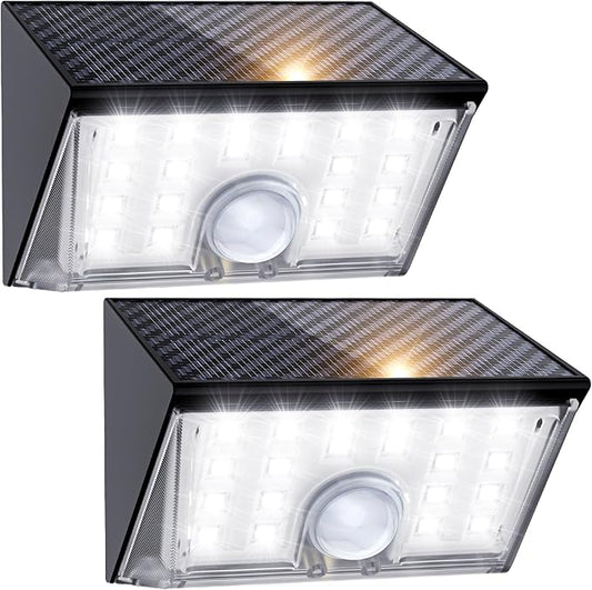 JSOT 22LED Solar Motion Sensor Lights Outdoor, Solar Lights Outdoor Waterproof IP65, Bright Wall Security Lighting for Outside Yard Front Door Fence - Cool White-VerdiqueGarden