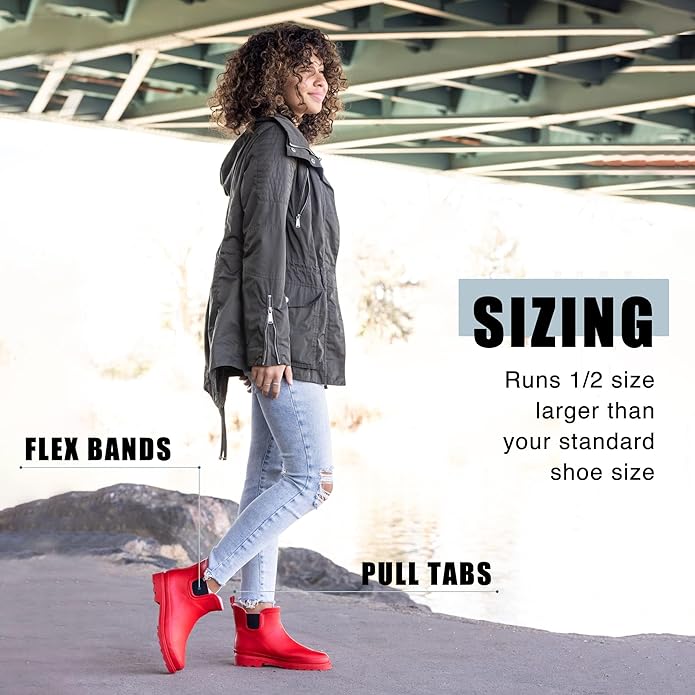 NORTY - Womens Ankle Rain Boots - Ladies Waterproof Winter Spring Garden Boot runs ½ size large-VerdiqueGarden