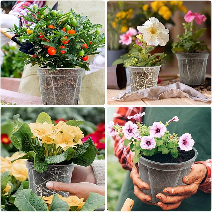 3.9-9.4 Inch Big Size Clear Nursery Pots with Drainage, 6 Sizes 30 Packs Nursery Garden Pots with 30 Plant Labels for Seedling Plants, Nursery Pots Variety for Indoor Outdoor Seed Starter Flower Pots-VerdiqueGarden