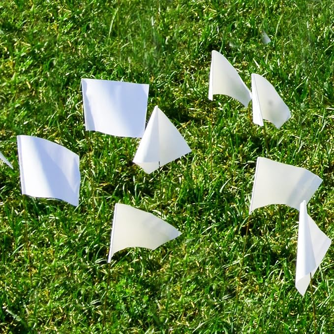 Zozen 100Pack White Marking Flags, Writable/15x4x5 Inch, Yard Flags for Lawn & Irrigation & Landscape & Sprinkler & Survey & Dog Training.-VerdiqueGarden