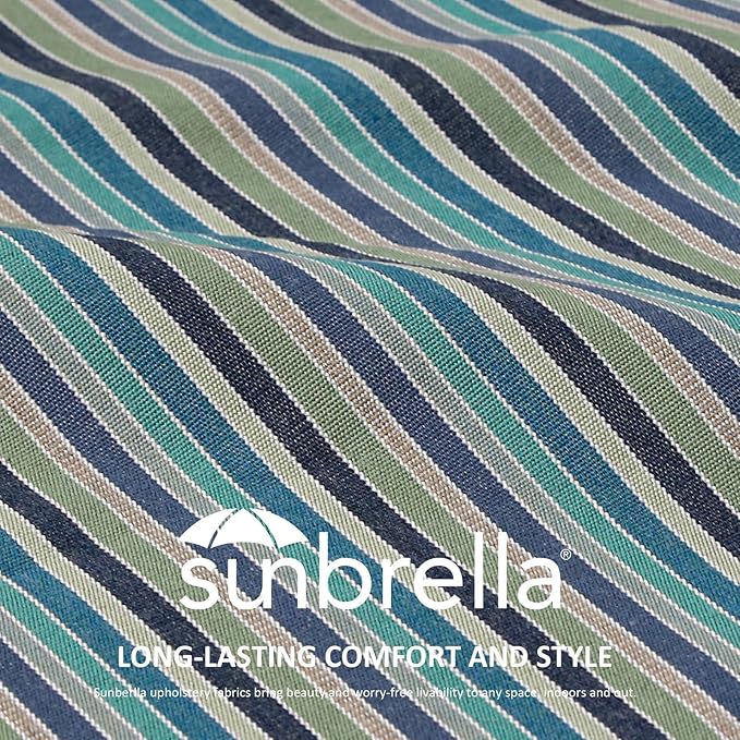 Sunbrella Square Corner Seat Cushions, 19" x 19" x 3", Set of 4, Indoor Outdoor Water Repellent Universal Chair Pads with Ties for Patio Furniture, Garden Dining Chairs, Swell Turquoise-VerdiqueGarden