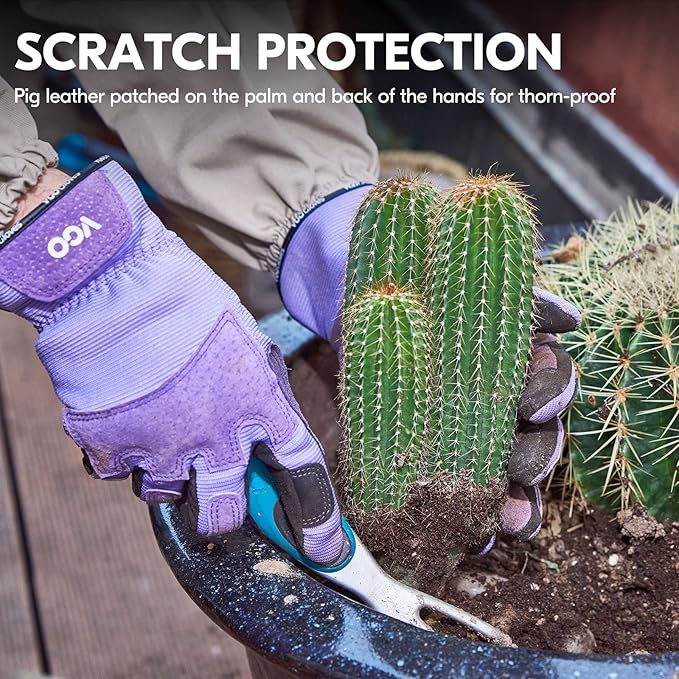 Vgo... Gardening Gloves Ladies,Safety Work Gloves,Touchscreen(Size L,Purple,SL7471)-VerdiqueGarden
