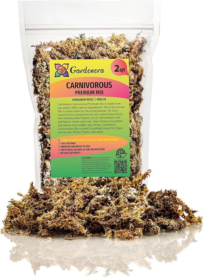 Sphagnum Moss Potting Mix for Carnivorous Plants, Moss and Perlite Blend for Potting Venus Fly Traps, Sarracenia, Pitcher Plants - 75% Sphagnum Moss + 25% Perlite - Made in USA - 2 Quart-VerdiqueGarden