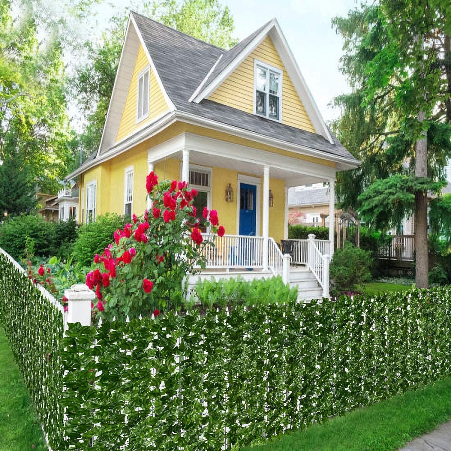 DearHouse Artificial Ivy Privacy Fence, 157.5x39in Artificial Hedges Fence and Faux Ivy Vine Leaf Decoration for Outdoor Decor, Garden Decor-VerdiqueGarden