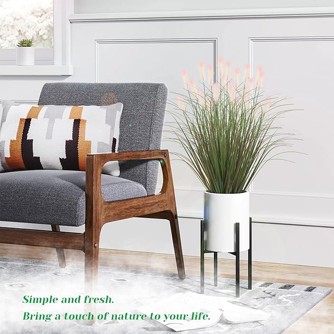 Artificial Grasses Plants Oudoor 24 Bunches Onion Grass Greenery with Plush Faux Fake Shrubs Plant Onion Wheat Grass for Outside Garden Indoor House Home Office Décor (Light Purple & Pink Plush-VerdiqueGarden