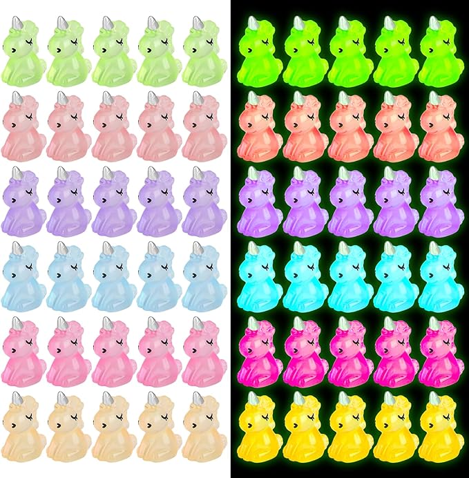 100 PCS Mini Resin Unicorn Luminous Tiny Unicorn Miniature Figurines Glow in The Dark Mini Resin Animals Suitable for DIY Cake Ornaments Crafts Moss Landscape Decoration-VerdiqueGarden