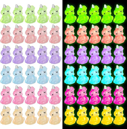 100 PCS Mini Resin Unicorn Luminous Tiny Unicorn Miniature Figurines Glow in The Dark Mini Resin Animals Suitable for DIY Cake Ornaments Crafts Moss Landscape Decoration-VerdiqueGarden
