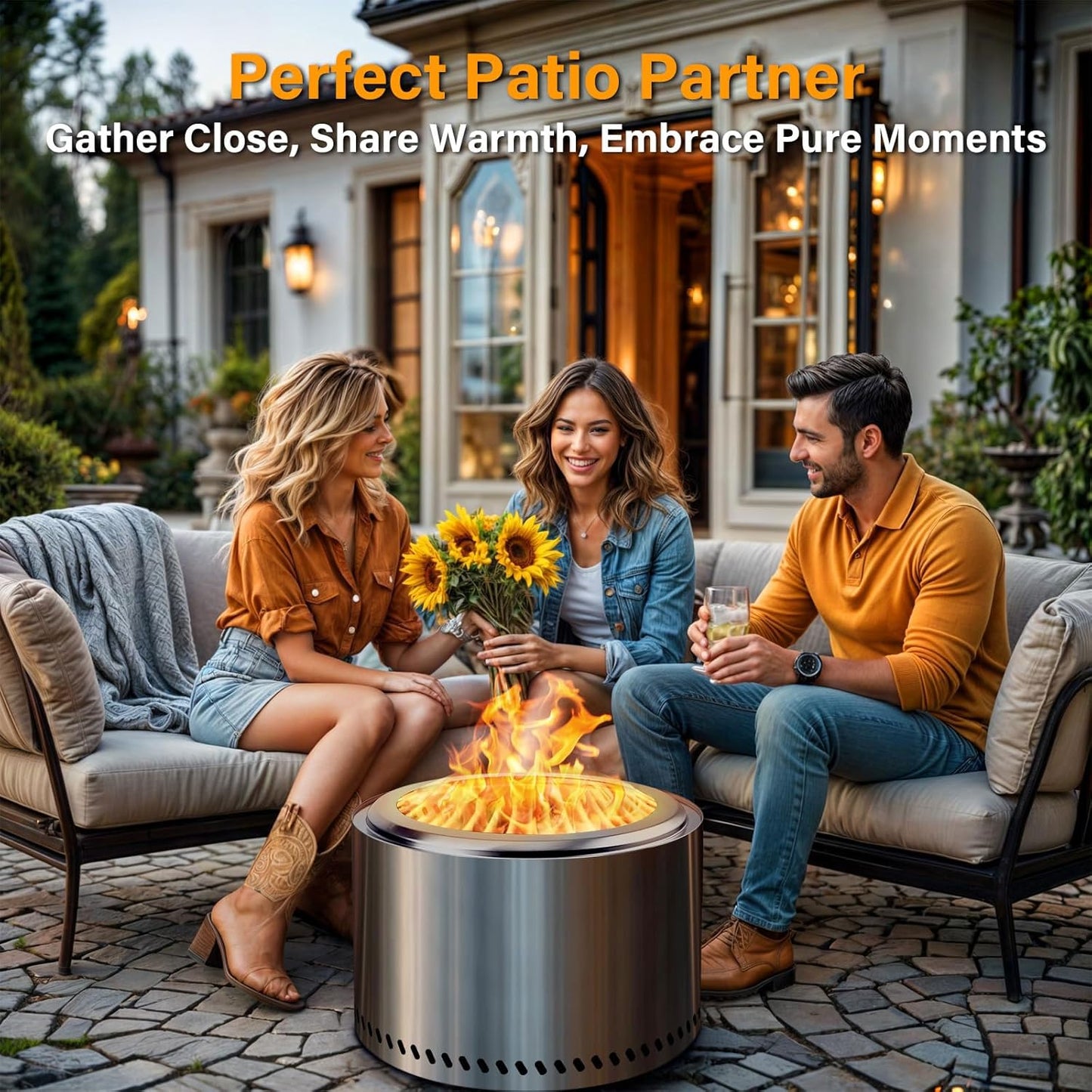 HGD 20 Inch Smokeless Patio Fire Pit, Outdoor Wood Burning Stove, Stainless Steel Firepit for Backyard, Patio, Garden, Picnic-VerdiqueGarden