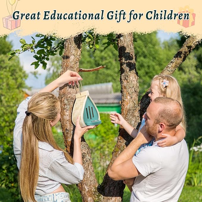 2 Pcs Butterfly House and Feeder, Wooden Hanging Butterfly House for Garden, Natural Butterfly Habitat with Butterfly Puddler for Bugs, Butterflies, Moths, Lacewings-VerdiqueGarden