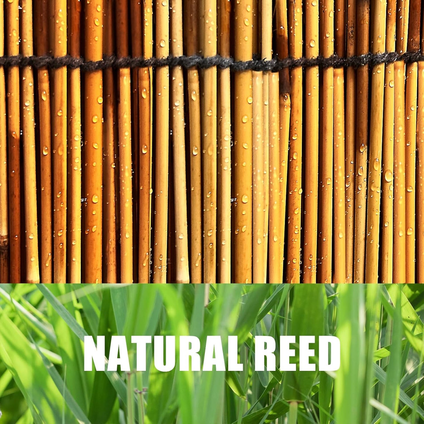 1 Pack Reed Fencing Rolls, Decorative Bamboo Fencing 6ft High Roll Reed Screen, Bamboo Reed for Balcony Patio Garden Backyard Outdoor-VerdiqueGarden