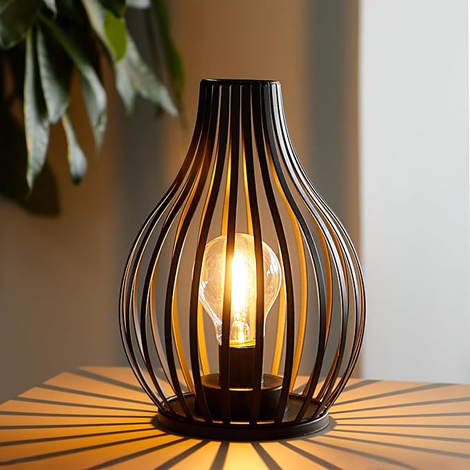 JHY DESIGN Decorations Table Lamp Battery Powered 9.5''High Vase Shaped Cordless Lamp with 6-Hours Timer Feature LED Light Decorative Room Battery Lamp for Indoor Table Garden Party-VerdiqueGarden