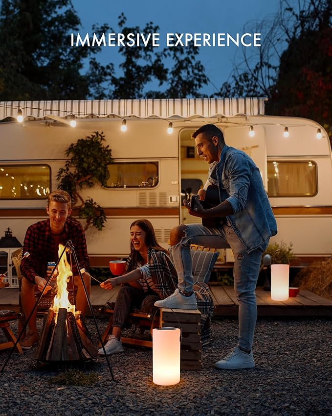 Solar Table Lamp, Portable Lamp for Outdoor/Indoor, Smart Outdoor Lantern with APP Control, RGB 8 Color Dimmable, Waterproof Cordless Lamp for Outside Patio Deck Camping-VerdiqueGarden