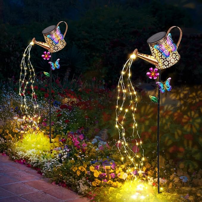 Solar Watering Can with Lights Outdoor Garden,Waterproof Garden Stake Lights Decoration for Yard Lawn Patio Pathway Front Porch Landscape Gardening Gifts for Mom Grandma Women Birthday Gift-VerdiqueGarden