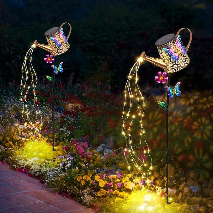 Solar Watering Can with Lights Outdoor Garden,Waterproof Garden Stake Lights Decoration for Yard Lawn Patio Pathway Front Porch Landscape Gardening Gifts for Mom Grandma Women Birthday Gift-VerdiqueGarden