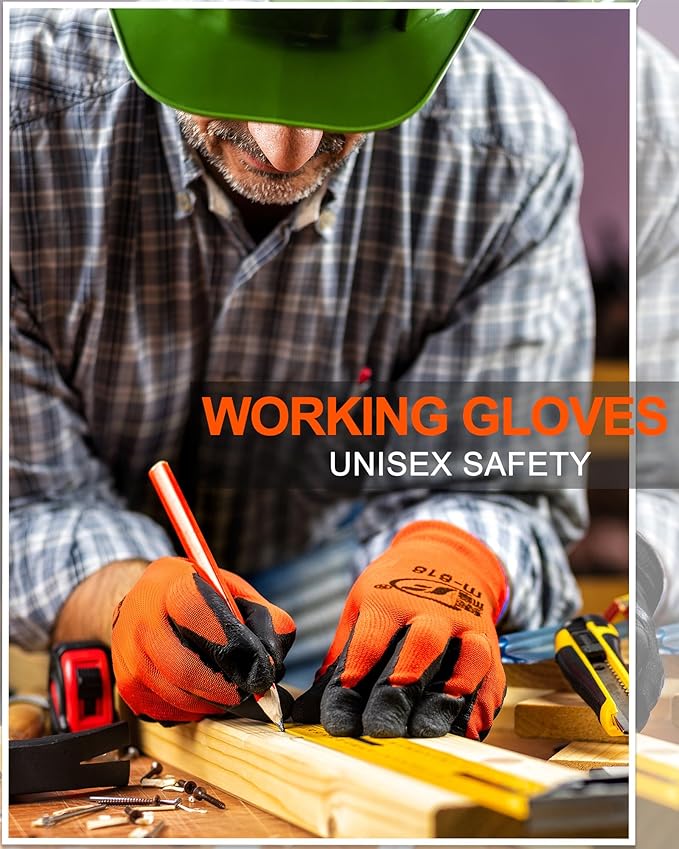 Nuogo 48 Pairs Gardening Gloves for Men Women Rubber Coated Safety Work Gloves Bulk for Gardening Construction Work-VerdiqueGarden