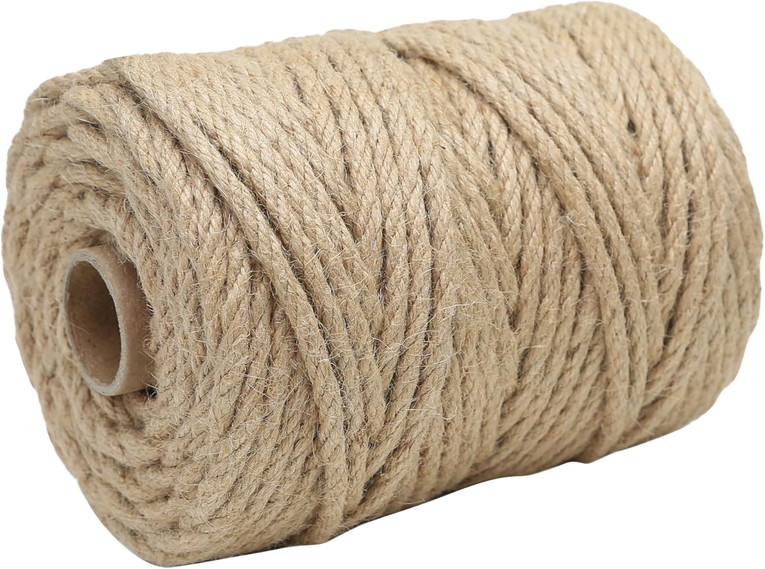 Natural Jute Twine 328ft 8mm,4Ply Twisted Thick Twine Rope Strong Jute String Roll for Crafts Gift Wrapping Gardening Home Decor Bundling Cat Scratching Post-VerdiqueGarden