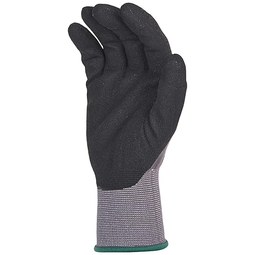 Amazon Basics Micro-Foam Nitrile Coated Work Gloves, Nylon Liner Fiber, Touch Screen, Size 8/M, 12 Pairs, Grey-VerdiqueGarden