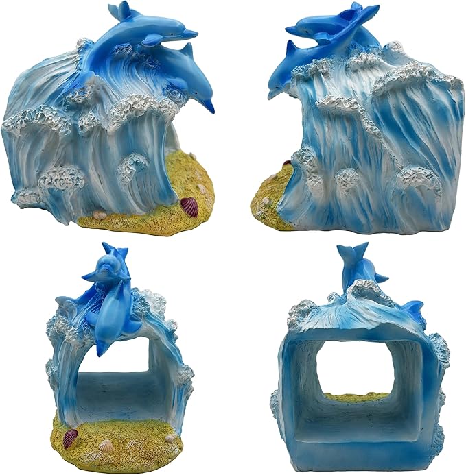 Dolphin Statue 3"x4" Gutter Downspout Extension Decor, Whimsical Garden Rain Diverter, Outdoor Decor Sculpture Ornament, Gutter Extender Diverter, Splash Blocks for Gutters Downspouts-VerdiqueGarden