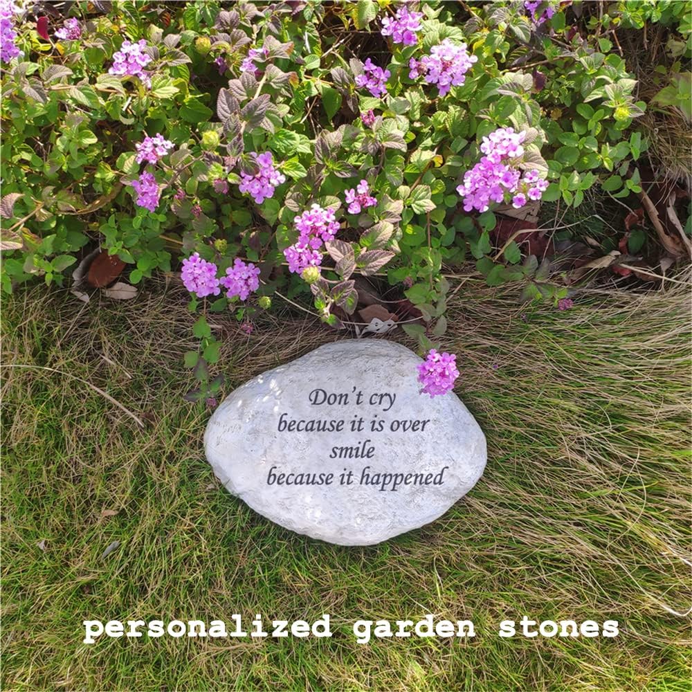 Personalized Decorative Garden Stones Engraved with Any Message, Indoor or Outdoor Welcome Stones Memorial Stones Cemetery Decorations for Housewarming,Memorial Gifts Special Day Gifts,11"X8"-VerdiqueGarden