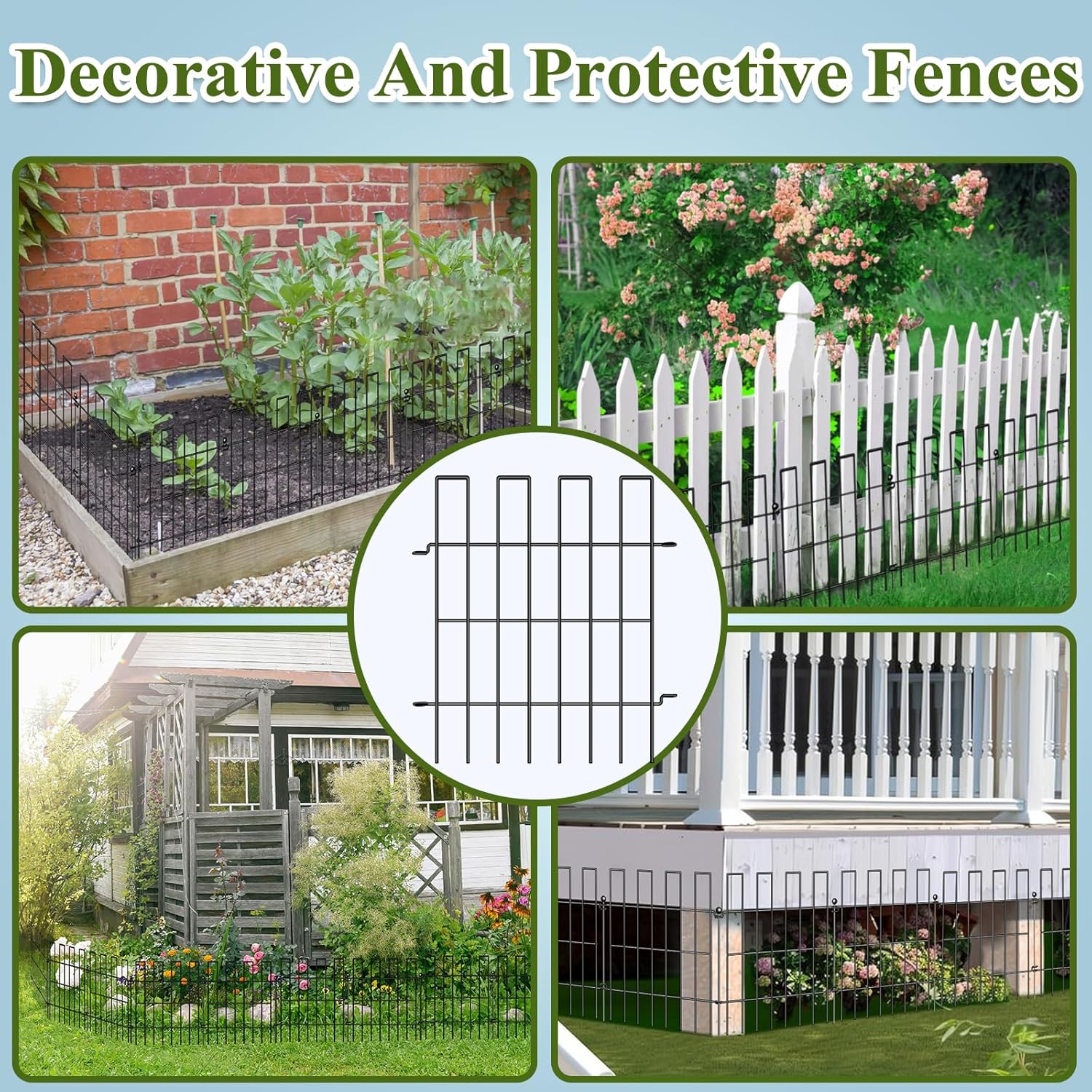 Animal Barrier Fence, 25 Panels Garden Fence Animal Barrier, 27 ft(L)×17 in(H), No Dig Fences for Dogs and Rabbits, Rustproof Metal Garden Fencing, Under Fences Border Barrier for Outdoor, Yard, Patio-VerdiqueGarden