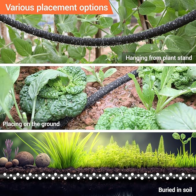 MAMIZO Soaker Hose Kit 100 ft 1/2", Solid Brass Connectors Rubber Longer Lasting, Heavy Duty Drip Hose to Save 70% Water, Soaker Hose for Garden, Lawn and Yard-VerdiqueGarden