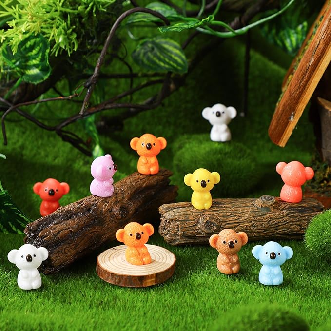 90 Pcs Resin Koala Miniatures Mini Animals Figures Cute Koala Figurine Fairy Decor Animal Ornament for Garden Landscape Home Accessories Craft Cake Decoration DIY-VerdiqueGarden