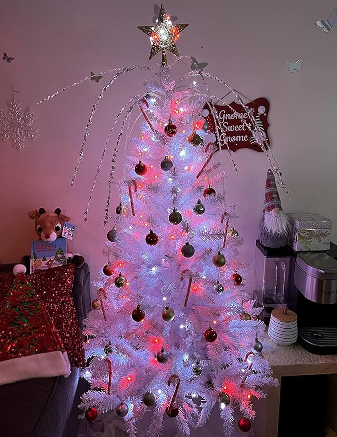 YEGUO Solar Fairy Lights Outdoor Waterproof, 4 Pack Each 33ft 100 LED String Lights, 8 Modes Silver Wire Solar Outdoor Lights (Red and White)-VerdiqueGarden