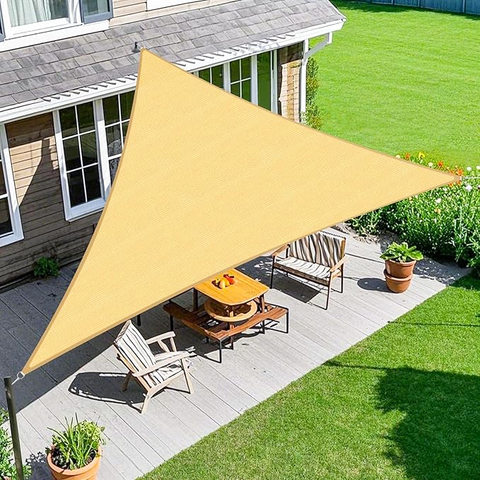 Amagenix Sun Shade Sail 6'X6'X6' Curved Edge Outdoor Shade Canopy Sand Breathable 95% UV Block Shade Cloth for Patio Garden Backyard (We Make Custom Size)-VerdiqueGarden