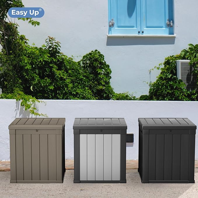 48 Gallon Outdoor Storage Box, Waterproof Resin Deck Box for Patio, Pool, and Garden, Lockable Bin for Cushions, Tools, and Accessories, UV-Resistant, Black-VerdiqueGarden