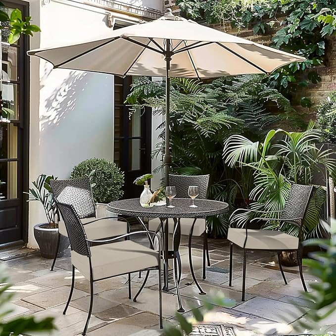 Favoyard Patio Chair Cushions 18.5 x 16 x 3 Inch Waterproof Outdoor Seat Cushions for Patio Furniture 3-Year Color Fastness Garden Sofa Couch Chair Pads with Handle & Adjustable Straps Set of 2, Beige-VerdiqueGarden