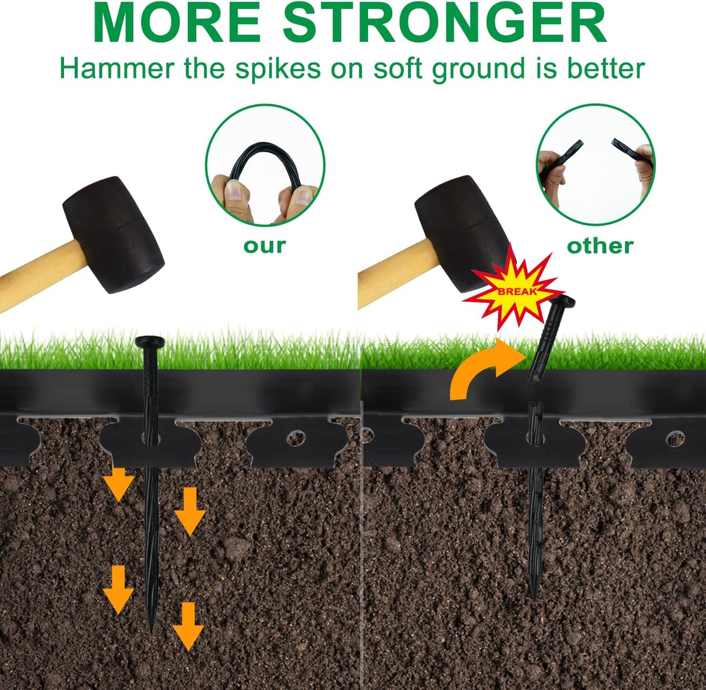 Hugeleaf Landscape Edging 2 Inch Tall 60 Feet Garden Edging Border with 60pcs Stakes, Plastic Edging for Landscaping,Lawn,Flower Beds, Paver Edging (Black)-VerdiqueGarden