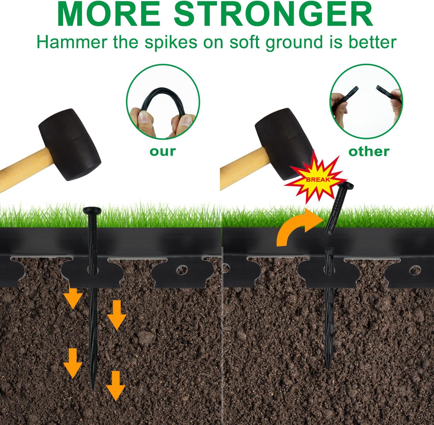 Hugeleaf Landscape Edging 2 Inch Tall 60 Feet Garden Edging Border with 60pcs Stakes, Plastic Edging for Landscaping,Lawn,Flower Beds, Paver Edging (Black)-VerdiqueGarden