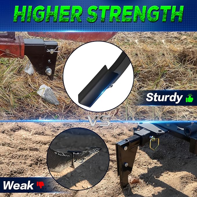 3 Point Trencher Ripper Attachment fit 2" Receivers, Hitch Mounted Ripper for Tractor Lawn Mower ATV UTV, Adjustable Subsoiler Plow with Replacement Plough Blade in Garden Farm Bury Pipes Sow Seeds-VerdiqueGarden