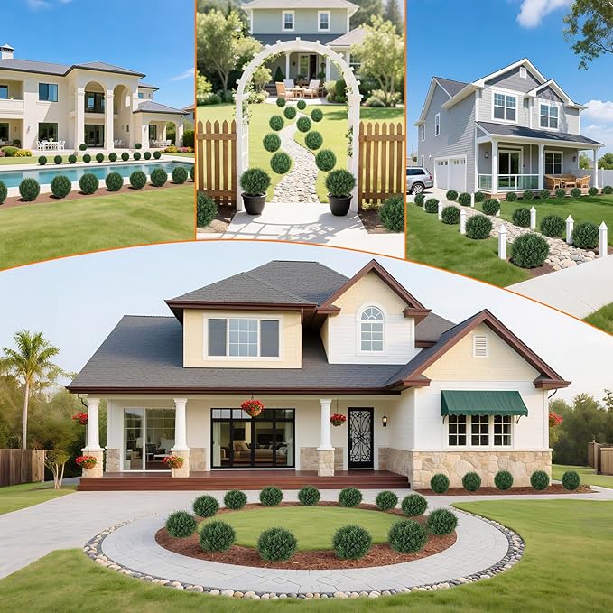 Artificial Cedar Shrubs Ball Trees with Ground Spike, 24.6 inche Tall UV-Resistant Fake Outdoor Plants Evergreen Trees, Realistic Faux Pine Bushes for Front Porch Home Patio Garden, 1 Pcs-VerdiqueGarden