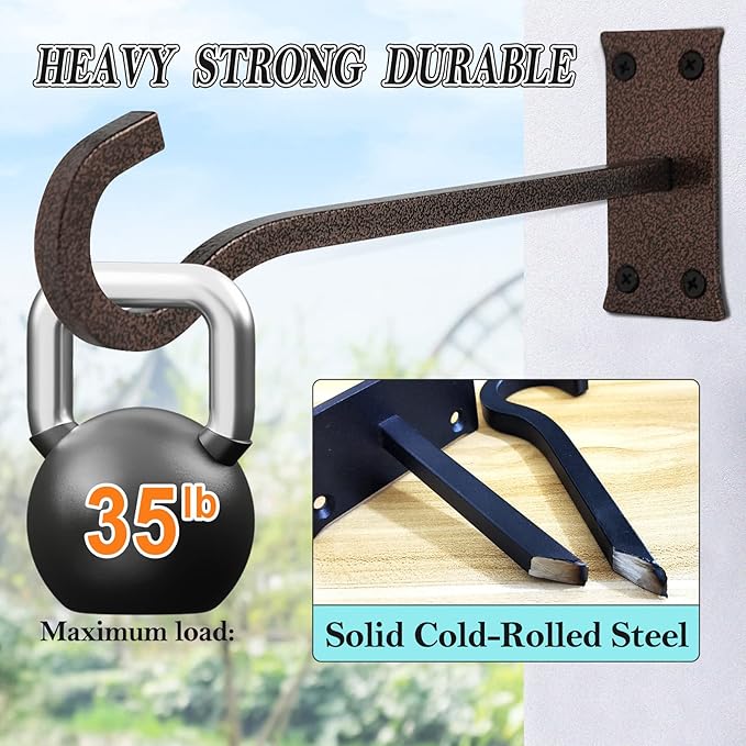 10inch Heavy Duty Plant Hangers Outdoor or Indoor Bird Feeder Hanger Shepherd Hooks 2pcs Bronze hammertone Metal Wall Hook for Hanging Plant Bracket, Lantern, Flower Basket, Wind Chimes-VerdiqueGarden