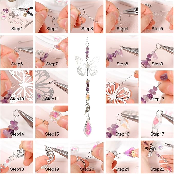 10 Set DIY Suncatcher Making Kits,Crystal Suncatcher Prism Hanging Kit with Hooks/Chain Rainbow Maker,Make Your Own Decorative Hanging Suncatcher for Adults Wedding Windows Home Garden-VerdiqueGarden