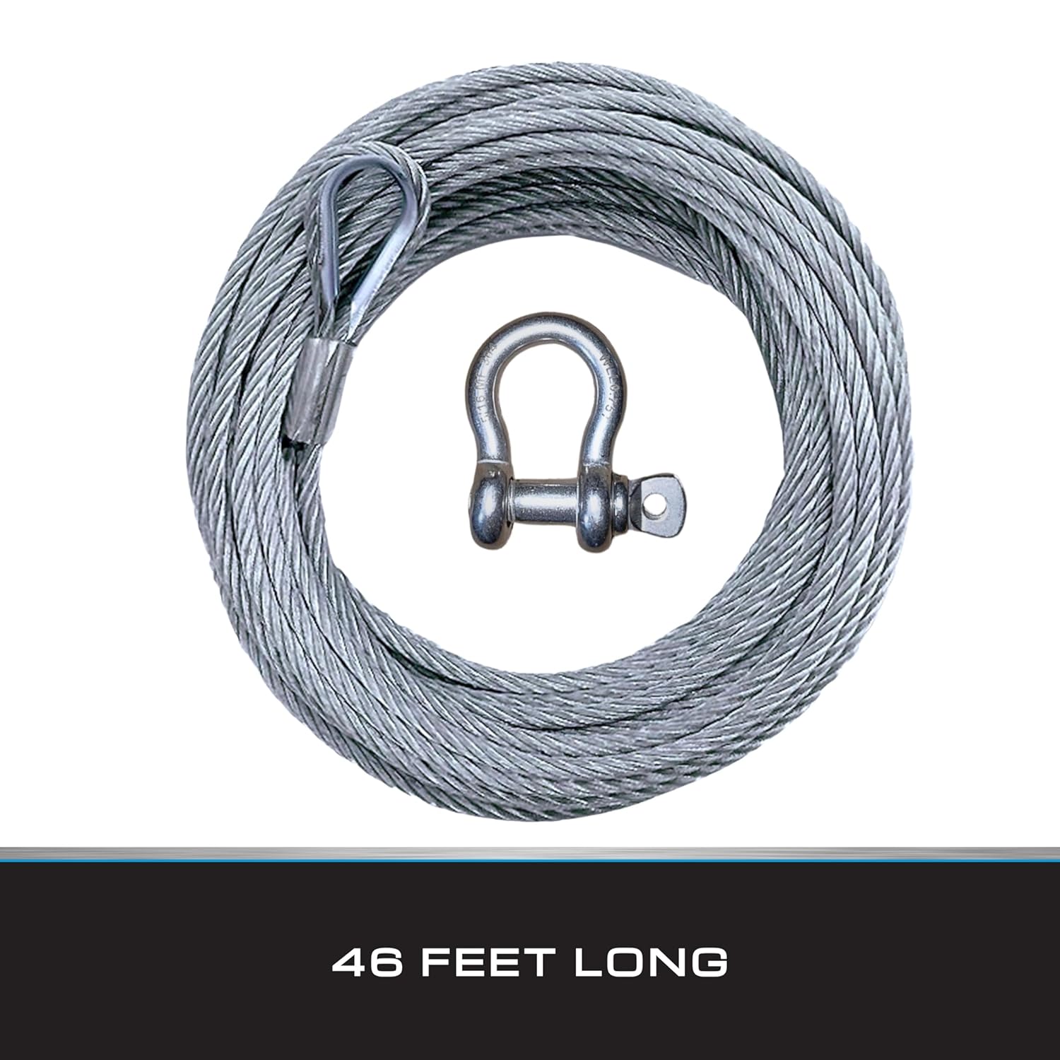 Tie Down 7x19 Aircraft Cable - Steel Cable with Loops - 2,500lbs Breaking Strength - Deck/Zip Line/Tow/Hanging Wire - 5/32" x 46 ft with Loop & Shackle-VerdiqueGarden