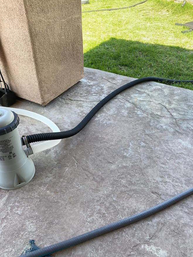 Pond Hose ID 1-1/4” × 25ft Black Corrugated Flexible Reinforced PVC Hose Vinyl Tubing for Pond Pump Fountain Garden Waterfall, Non-toxic & Kinkproof, with 2 clamps-VerdiqueGarden