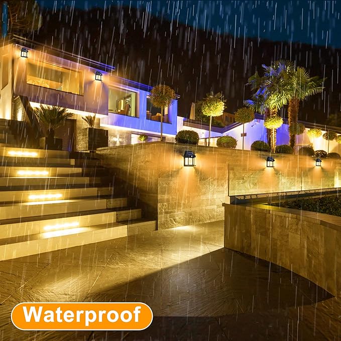 Joomer Solar Wall Lights Outdoor 2PACK ,Solar Wall Lantern with 3 Modes & Motion Sensor,Dusk to Dawn Porch Lights Fixture,Waterproof Exterior Lighting with Clear Panel for Entryway Front Door-VerdiqueGarden